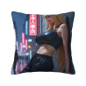 賽博朋克美少女抱枕套 - 霓虹都市夜景