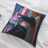 Housse de coussin fille beauté Cyberpunk - Paysage nocturne de ville néon