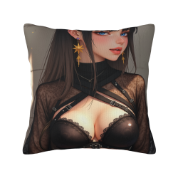 両面プラッシュ枕カバー（18x18インチ） - ファッショナブルな女性柄