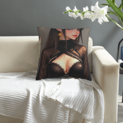Funda de almohada de felpa reversible (18x18 pulgadas) - Diseño femenino de moda