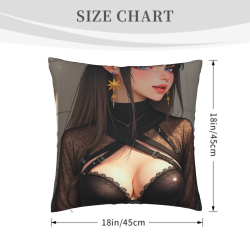 Fodera per cuscino in peluche reversibile (18x18 pollici) - Stampa femminile alla moda