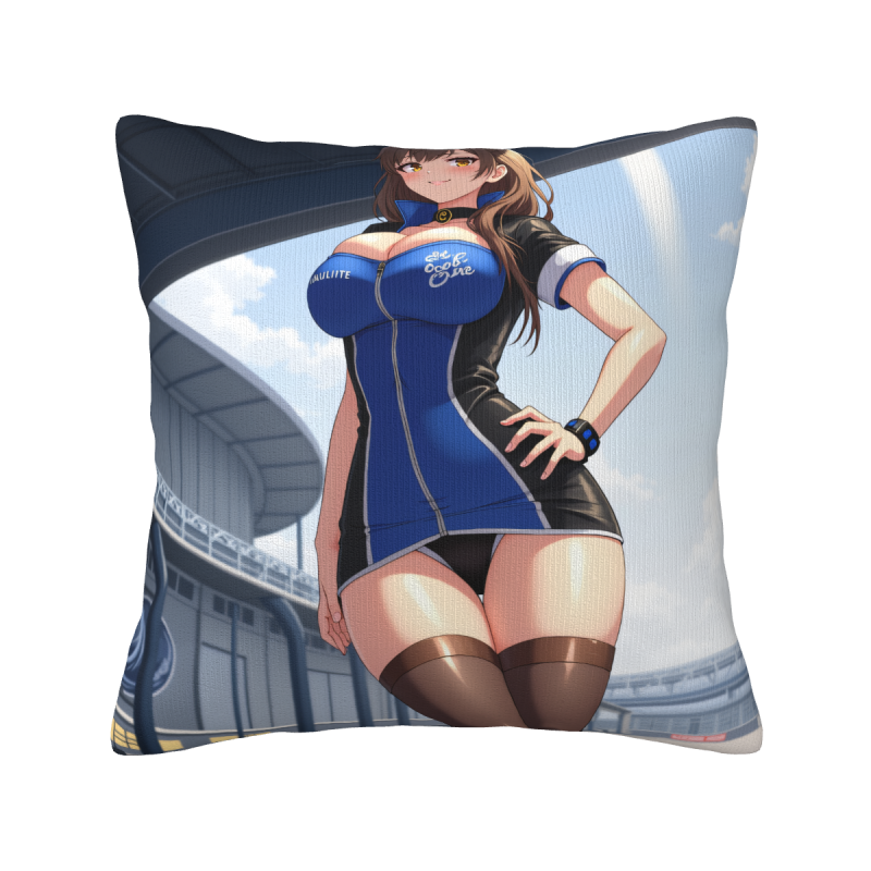 Housse de Coussin Anime - Fille Vibrante dans un Décor Urbain