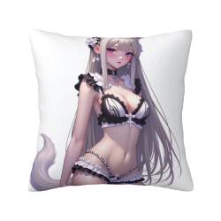 18x18 Zoll Doppelseitiger Plüsch-Kissenbezug mit Anime Hübschem Mädchen Muster