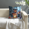 Funda de almohada de felpa de doble cara 18x18 pulgadas (Búho lindo)