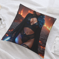 18x18in双面毛绒抱枕套 - 酷炫女性图案