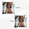 Funda de cojín de felpa de doble cara (18x18 pulgadas) - Belleza de bikini en la playa