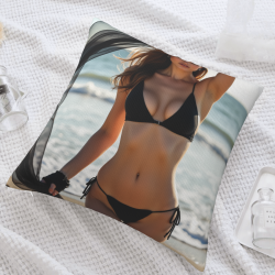 Doppelseitiger Plüsch-Bezug (18x18 Zoll) - Strand-Bikini-Schönheit