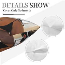 Housse de coussin en peluche double face (18x18 pouces) - Beauté de bikini sur la plage