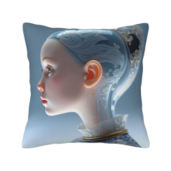 Housse de coussin en peluche recto-verso 18x18 pouces avec motif de poupée