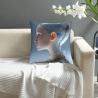 Housse de coussin en peluche recto-verso 18x18 pouces avec motif de poupée