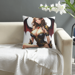 Housse de coussin en peluche réversible 18x18 pouces avec motif de démon féminin