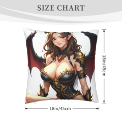 Funda de almohada de felpa reversible de 18x18 pulgadas con diseño de demonio femenino