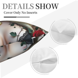 Funda de almohada de felpa de doble cara 18x18 pulgadas con diseño de chica misteriosa