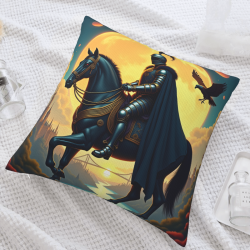 18x18 Inches Double - Sided Plush Pillow Cover with Knight Pattern