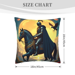 18x18 Inches Double - Sided Plush Pillow Cover with Knight Pattern