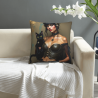 Funda de almohada de felpa doble cara 18x18 pulgadas con diseño de belleza y gato negro