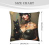 Funda de almohada de felpa doble cara 18x18 pulgadas con diseño de belleza y gato negro