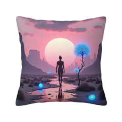 18x18 Zoll Doppelseitige Plüsch-Wurfkissenhülle mit Fantasielandschaftsmuster
