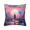 Funda de cojín de felpa reversible de 18x18 pulgadas con diseño de paisaje fantástico