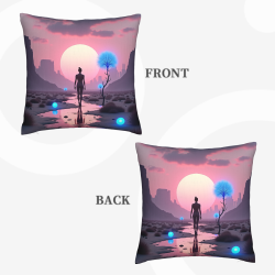 Funda de cojín de felpa reversible de 18x18 pulgadas con diseño de paisaje fantástico
