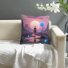 Copricuscino in peluche reversibile 18x18 pollici con motivo paesaggio fantastico
