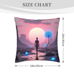 Copricuscino in peluche reversibile 18x18 pollici con motivo paesaggio fantastico