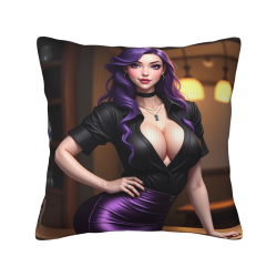 Fodera per cuscino in peluche doppia faccia 18x18 pollici con ragazza sexy dai capelli viola