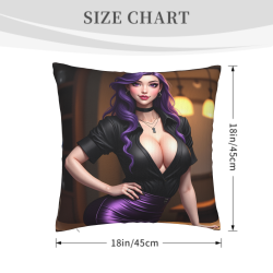 18x18英寸性感紫发女郎双面毛绒抱枕套