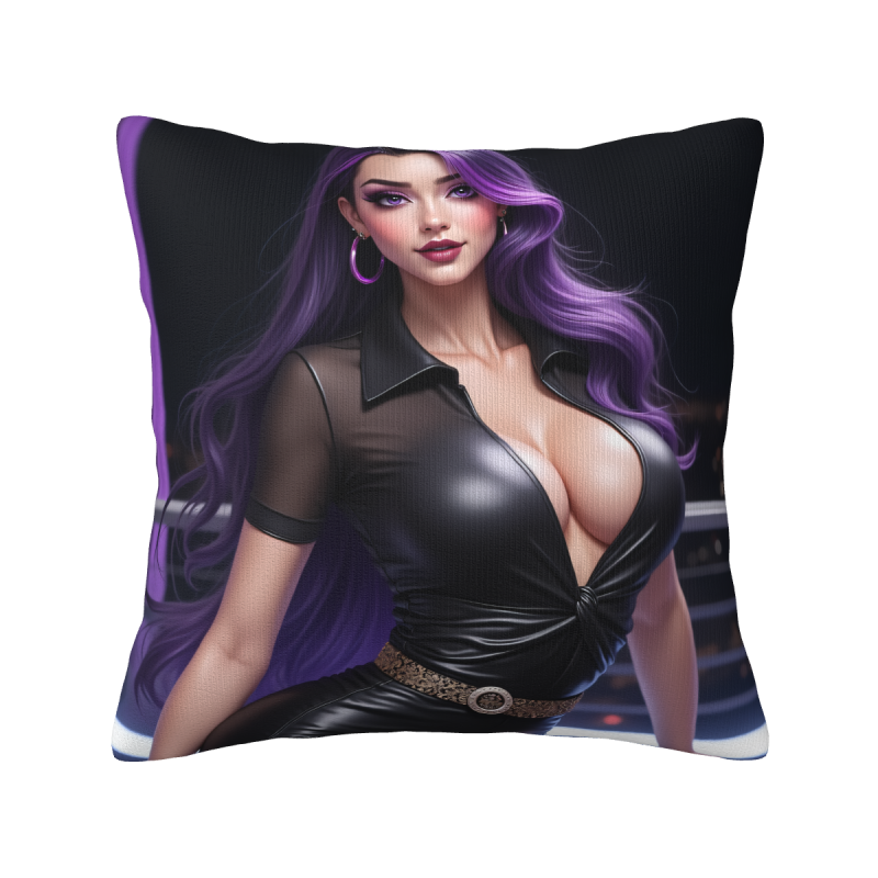 Housse de coussin en peluche double face 18x18 pouces avec motif de fille sexy