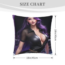 Housse de coussin en peluche double face 18x18 pouces avec motif de fille sexy