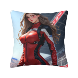 Cuscino in Peluche Doppio Lato 18x18 pollici con Motivo di Ragazza Pilota