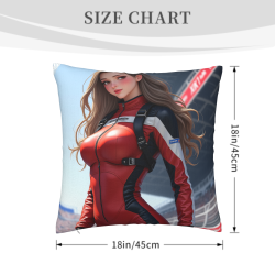 18x18英寸雙面毛絨賽車女郎圖案抱枕套