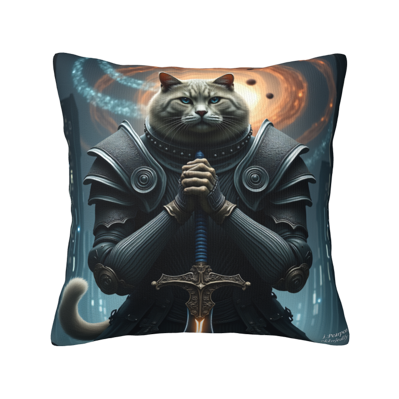 Funda de almohada de felpa doble cara de 18x18 pulgadas con diseño de gato caballero