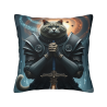 Funda de almohada de felpa doble cara de 18x18 pulgadas con diseño de gato caballero