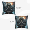 Funda de almohada de felpa doble cara de 18x18 pulgadas con diseño de gato caballero