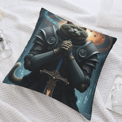 Funda de almohada de felpa doble cara de 18x18 pulgadas con diseño de gato caballero