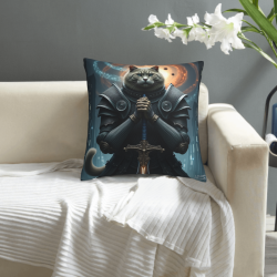 Funda de almohada de felpa doble cara de 18x18 pulgadas con diseño de gato caballero