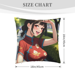 18x18英寸雙面毛絨動漫少女印花抱枕套