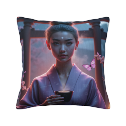 18x18 인치 고풍스러운 미인 패턴 더블 사이드 플러시 베개 커버