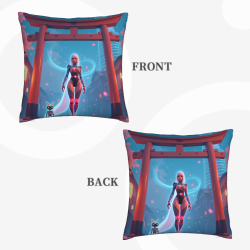 Copricuscino in peluche doppia faccia stile anime 18x18 pollici
