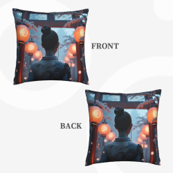 18x18 Inch Double - Sided Plush Throw Pillow Cover with Ancient - Style Pattern