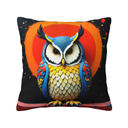 18x18インチ フクロウ柄 両面プラッシュ ピローカバー