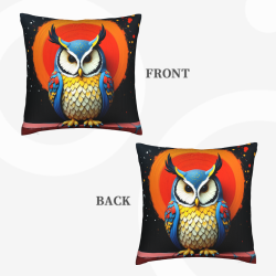 Copricuscino in peluche doppia faccia 18x18 pollici con motivo gufo
