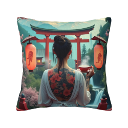 18x18 Zoll doppelseitiger Plüsch-Kissenbezug im japanischen Stil