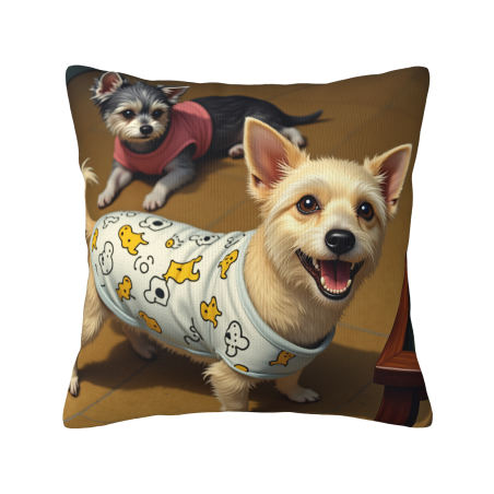 Funda de almohada de felpa doble cara de 18x18 pulgadas con patrón de perros
