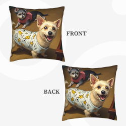 Funda de almohada de felpa doble cara de 18x18 pulgadas con patrón de perros