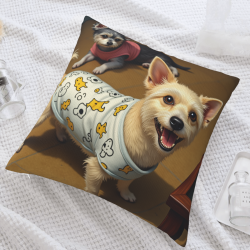 Funda de almohada de felpa doble cara de 18x18 pulgadas con patrón de perros