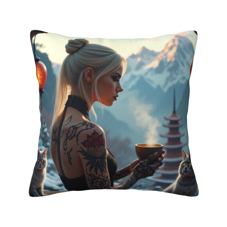 18x18 Zoll Kuschelkissenbezug mit Schönheits- und Katzenmuster