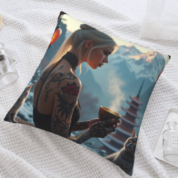 Funda de almohada de felpa de doble cara de 18x18 pulgadas con diseño de belleza y gatos