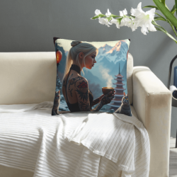 Funda de almohada de felpa de doble cara de 18x18 pulgadas con diseño de belleza y gatos